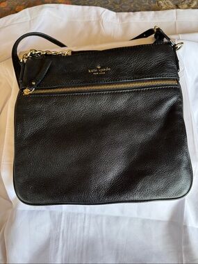 kate spade Black Leather Crossbody with Gold Hardware
